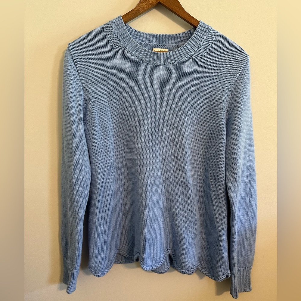 J. Crew Women’s Blue Scalloped Sweater